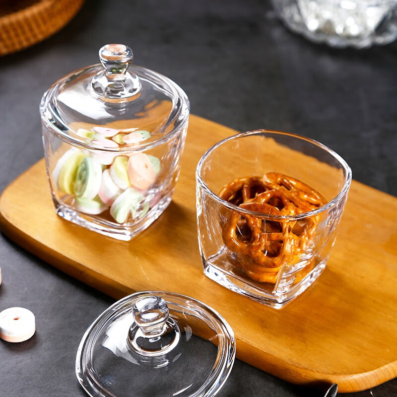 厨谧 玻璃糖果罐日式透明玻璃罐零食储存罐花茶罐子坚果方糖罐收纳罐