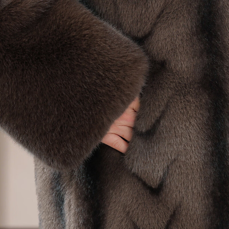 漫花格老年冬装女加绒加厚外套妈妈加绒仿皮草奶奶装冬季仿貂绒套装 咖啡色上衣+加绒裤 XL 建议85-105斤