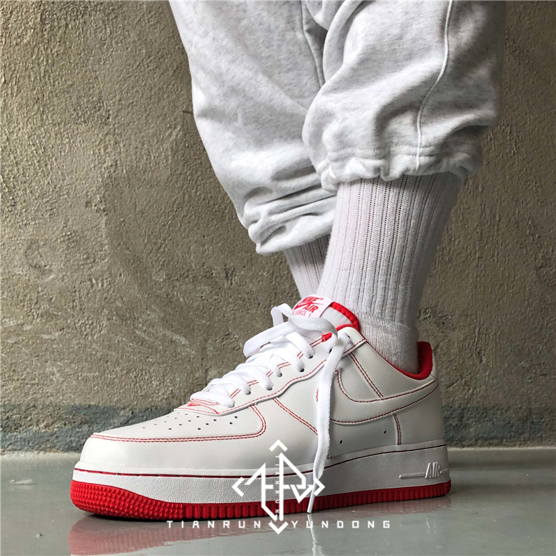 耐克 nike air force 1 af1 空军一号白红缝线 低帮板鞋 cv1724-100