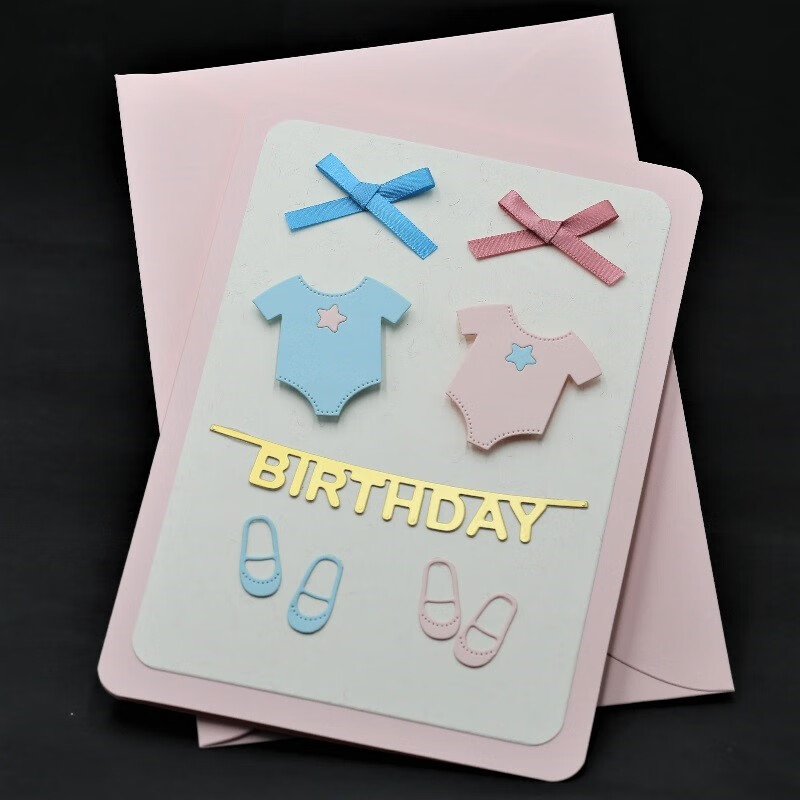艾晴手贺婴儿宝宝贺卡片新生儿童节日礼物定制双胞胎满月子回礼高级感