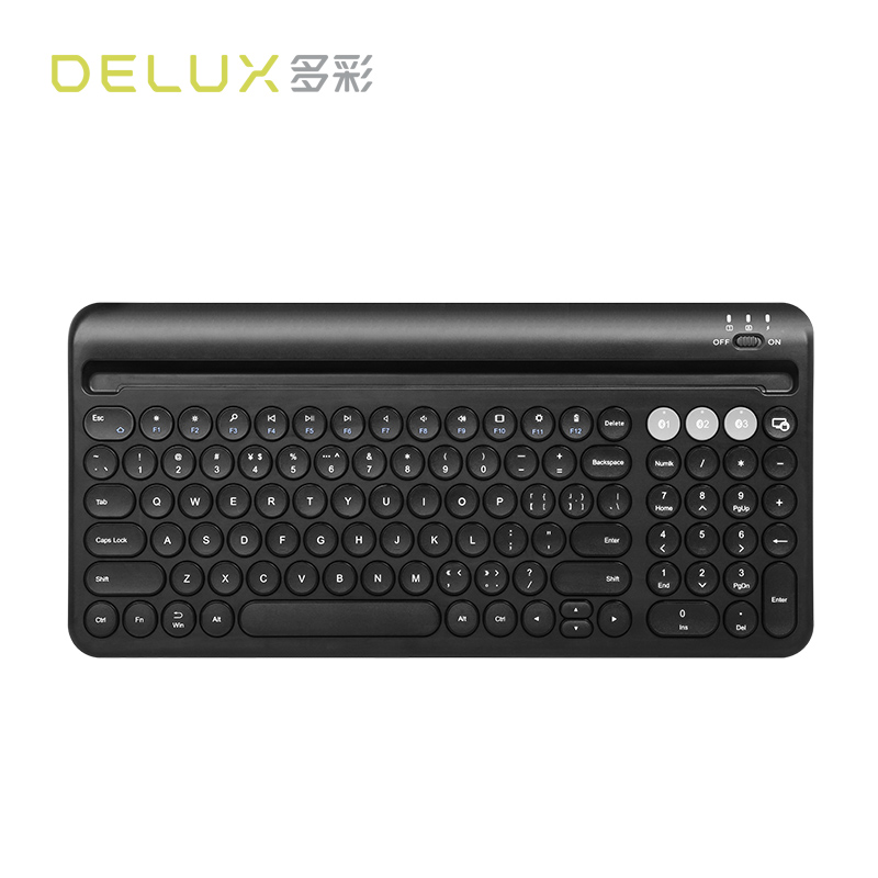 多彩（DeLUX）K2212V键盘 无线蓝牙键盘 办公键盘 超薄便携 100键 手机ipad电脑平板通用 可充电  黑色