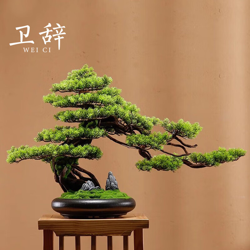 盆栽客厅电视柜玄关办公室家居装饰新中式摆件 景秀江山-崖柏(大号)