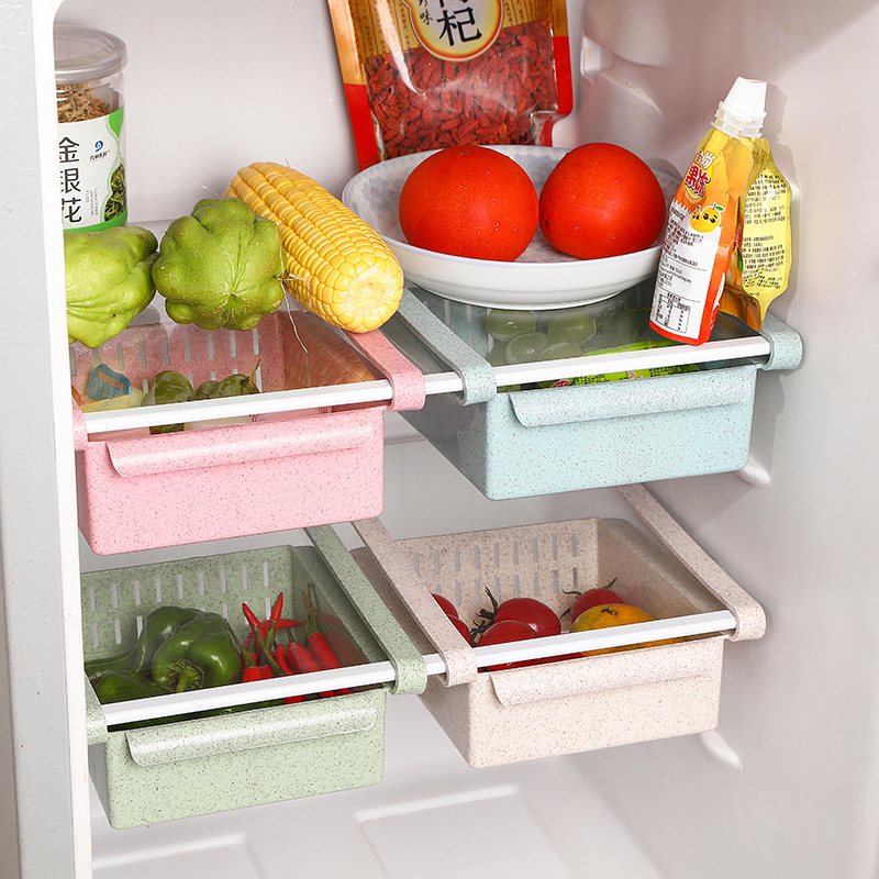 冰箱抽屉水果保鲜盒收纳盒托盘桌面杂物收纳盒置物架 2个装【颜色随机】