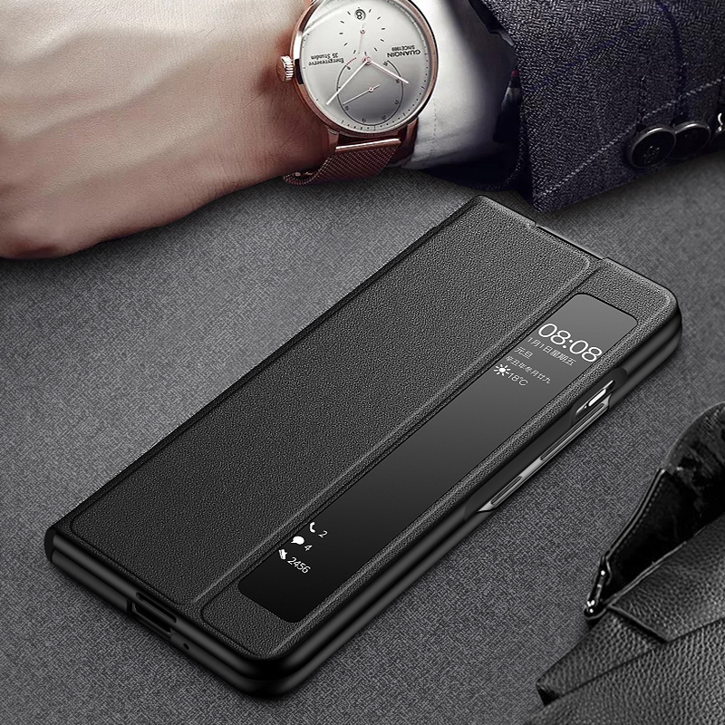 塔拉斯【智能视窗+自带支架】适vivo x fold手机壳通用x fold+折叠屏翻盖智能休眠皮套全包防摔镜头保护 X Fold 【玄黑色】免翻盖接听丨智能视窗