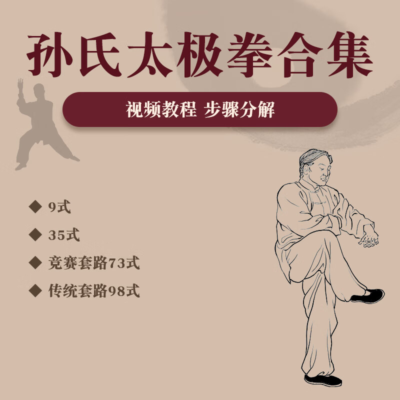 孙氏太极拳正宗教程教学视频分解9式35式竞赛73式 电子版发货不退
