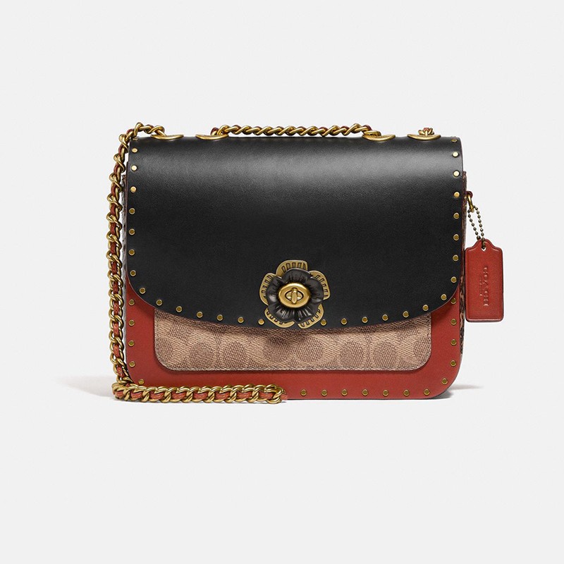 蔻驰(coach) coach 奢侈品 女士madison系列涂层帆布配皮手提包山茶花