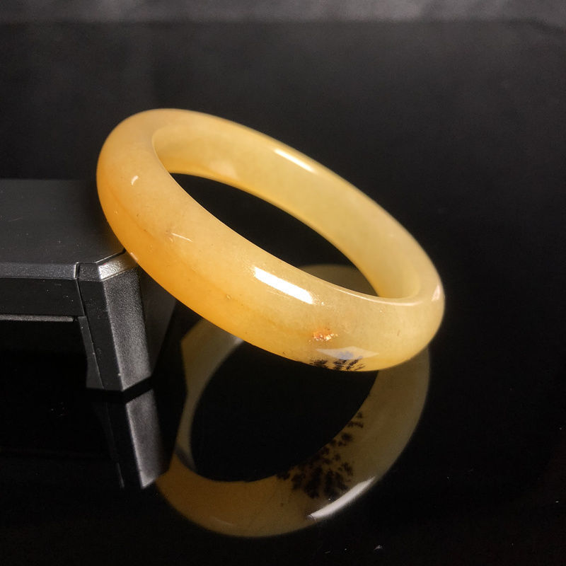 托托贴贴黄龙玉手镯镯子冰种水草花鸡油黄产地证书女友妈妈女士sn4773