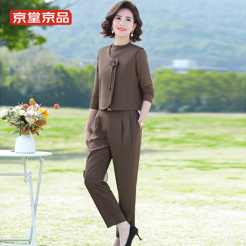 京堂京品中年妈妈时尚套装春秋款女装40岁到50岁女人穿搭中老年洋气三