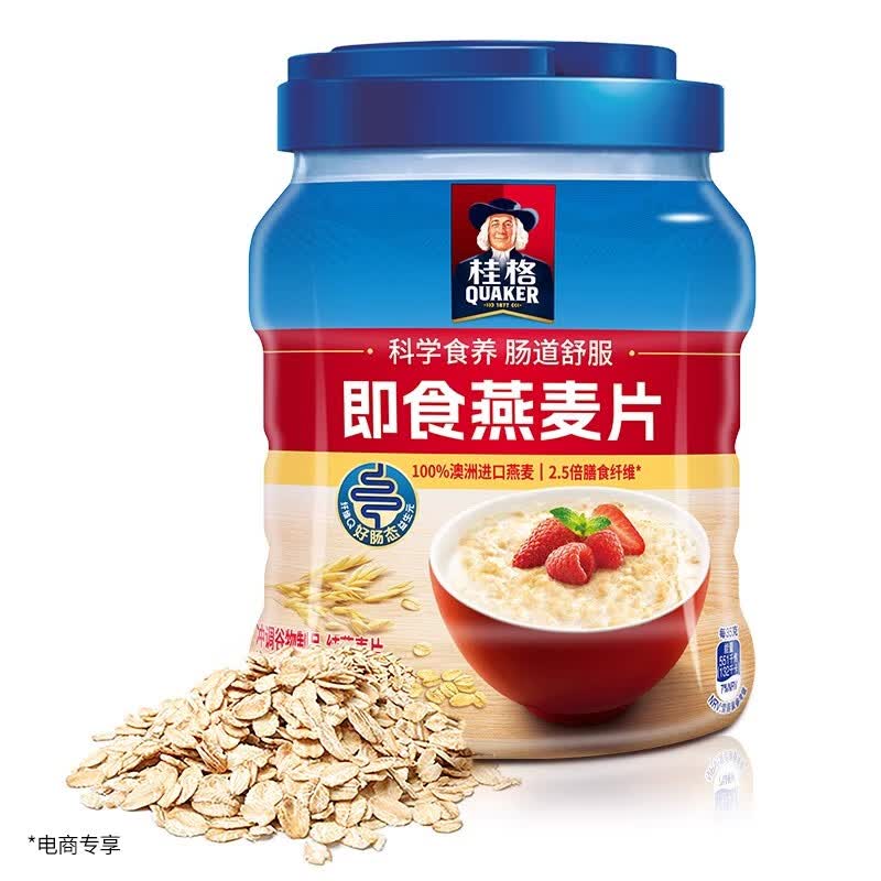 桂格（QUAKER）即食燕麦片1000g罐装桶装经典原味燕麦营养谷物早餐代餐 桂格即食麦片1000gX1罐
