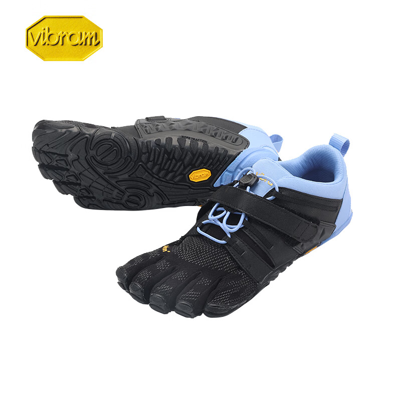 Vibram五指鞋女赤足鞋深蹲硬拉跳绳室内健身鞋综合运动训练跑步鞋五趾鞋 黑色/浅蓝色 39
