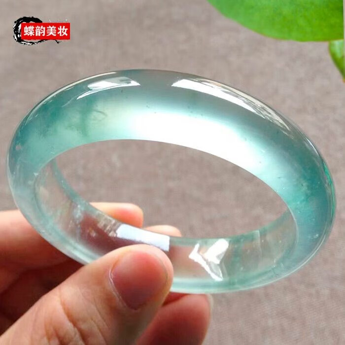 珠佩丽玻璃种翡翠手镯高冰玻璃种翡翠手镯处理冰种飘花缅甸玉镯冰飘花