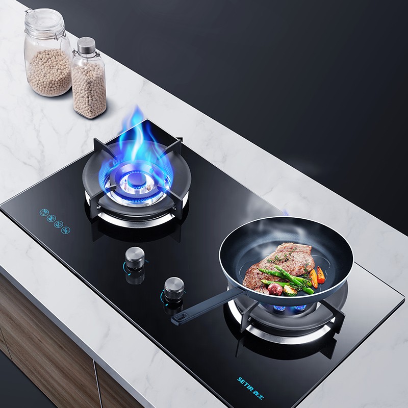 森太t630煤气灶双灶家用台式嵌入式燃气灶天然气液化气九腔猛火炉灶具