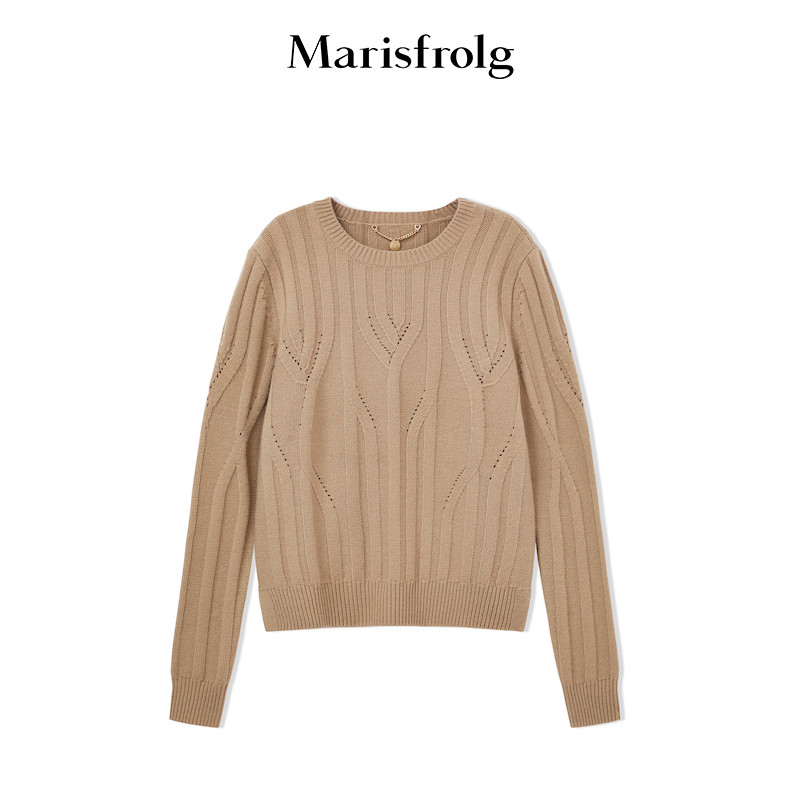 marisfrolg/玛丝菲尔22年春新款卡其色圆领毛针织衫毛衣打底 其他颜色
