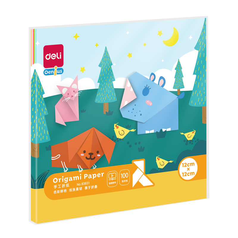 得力(deli)100张12*12cm彩色折纸 手工折纸剪纸彩纸绘画美术软卡纸DIY手绘纸创意儿童文具生日开学礼物
