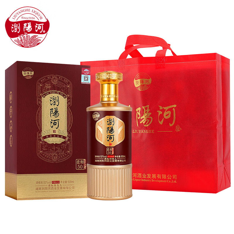 浏阳河 酒 LIUYANGHE LIQUOR SINCE1956柔和50白酒整箱52度浓香型500ml*6瓶礼盒装自饮送礼 52度 500mL 6瓶