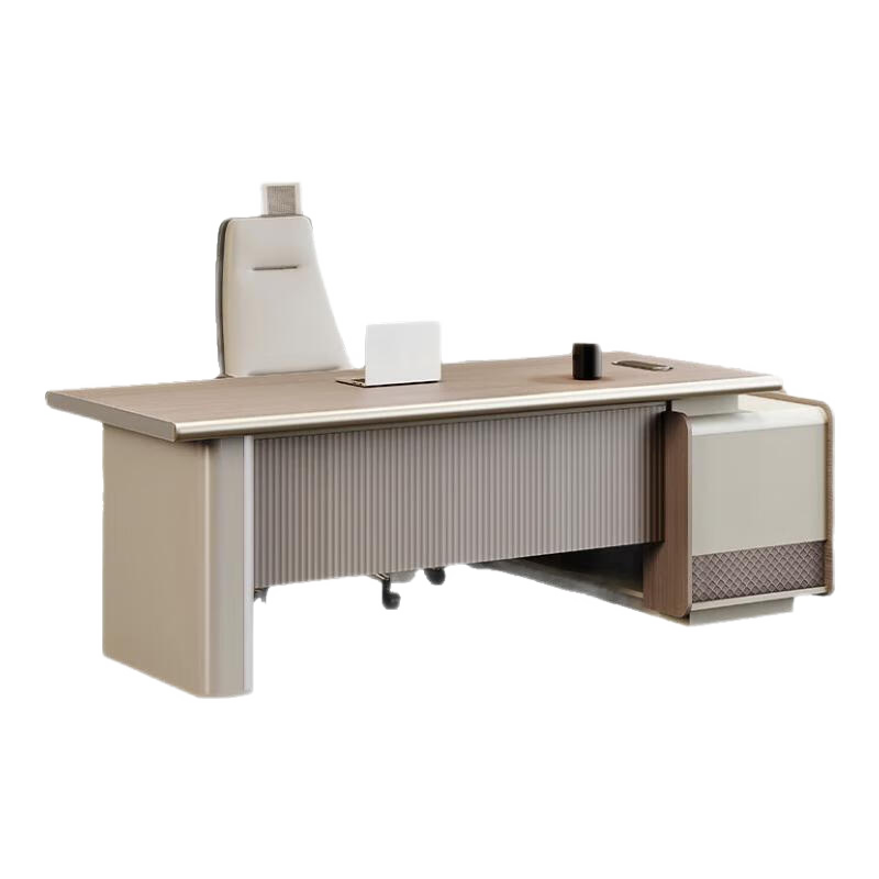 妍煌輕奢女辦公桌老板桌高檔總裁桌大班臺簡(jiǎn)約現代總經(jīng)理辦公桌椅組合 1.6米辦公桌【長(cháng)側柜】