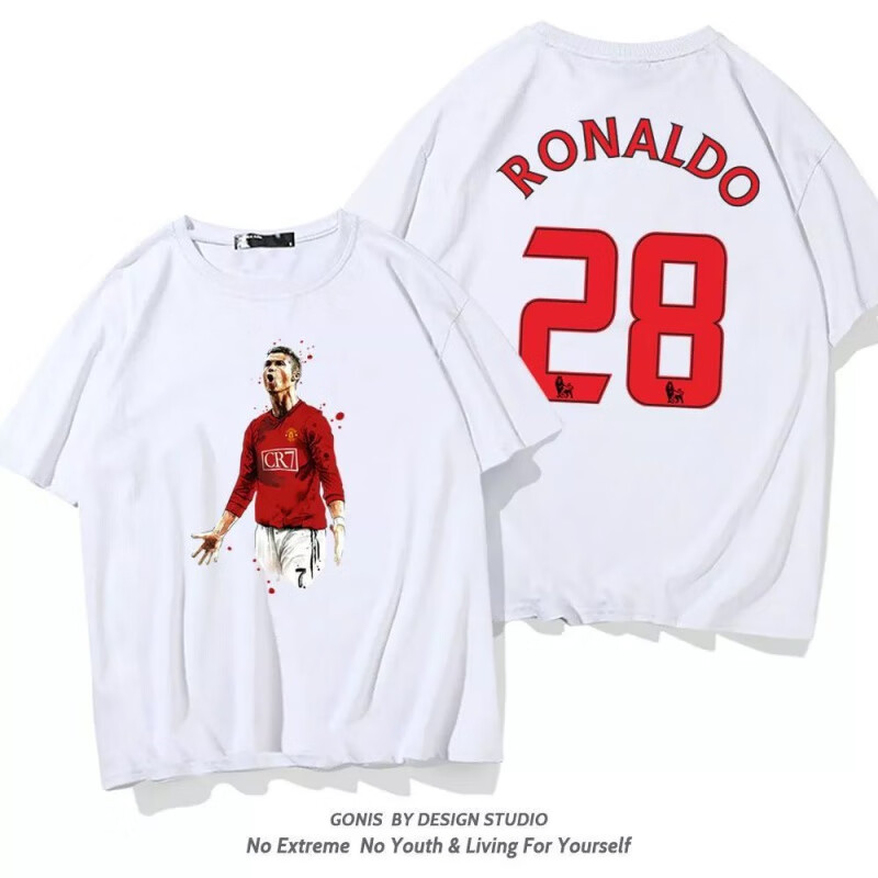 僮炎琳红魔m联c罗28号球衣夏季情侣百搭棉宽松足球运动体育宽松短袖潮