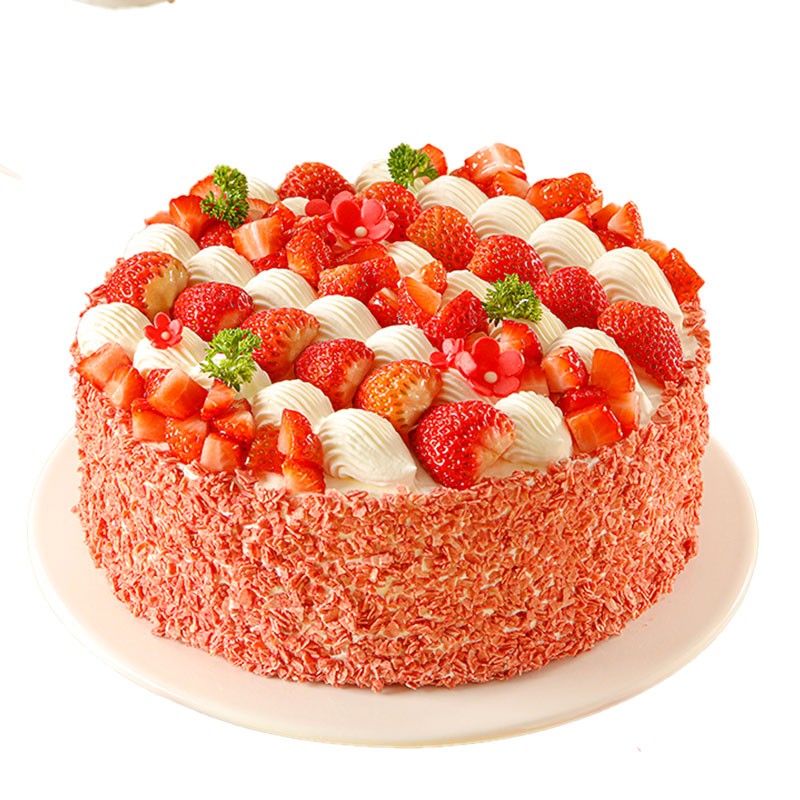 味多美 新鲜蛋糕 生日蛋糕 北京同城配送 水果蛋糕   草莓丝绒蛋糕 原味蛋糕杂果夹心 直径15cm