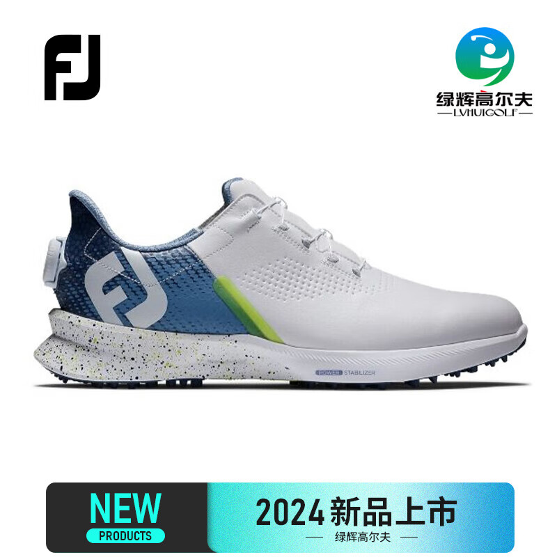 FootJoy高尔夫球鞋男士BOA无钉鞋FUEL轻量24新款 FJ休闲运动鞋防泼水缓震 55432 白/蓝/绿色 43（US8.5）