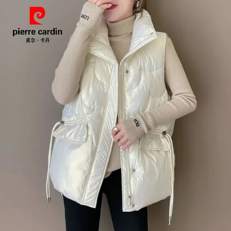 皮尔卡丹（pierre cardin）羽绒棉马甲女宽松百搭洋气大1码350斤马夹冬季外穿坎肩背心ins 米白色  L 建议100-115斤高性价比高么？