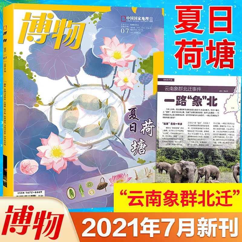 博物杂志2023年8月 高大的树 2022年 2021年（下单可选择期数）青少年中小学生自然人文百科科普书 博物君式科普 中国国家地理杂志出品 博物杂志 2021年7月第7期 夏日荷塘