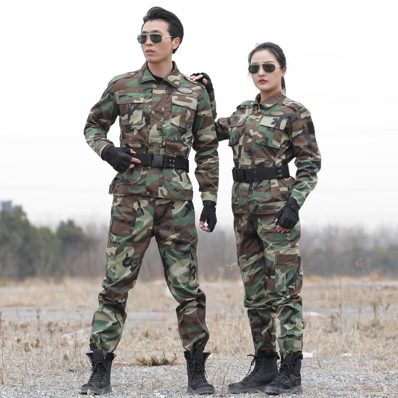 盾郎丛林迷彩服男女套装大口袋户外工作服耐磨透气战术服学生军训服