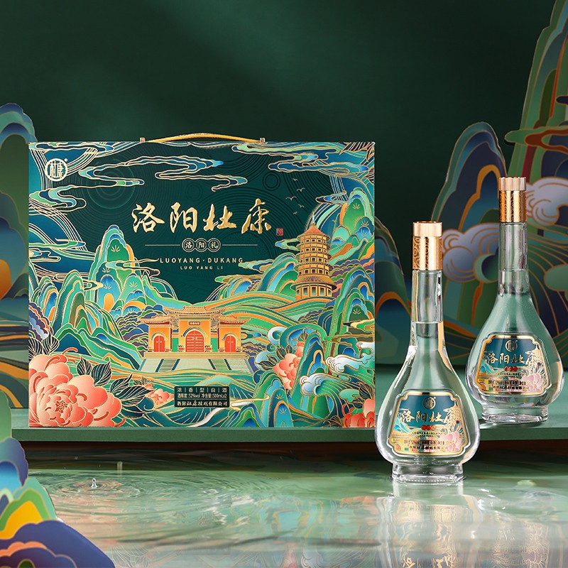 杜康洛阳礼浓香型白酒 500ml*2瓶52度双支礼盒纯粮食酒中秋送礼 52度 500mL 2瓶 礼盒装