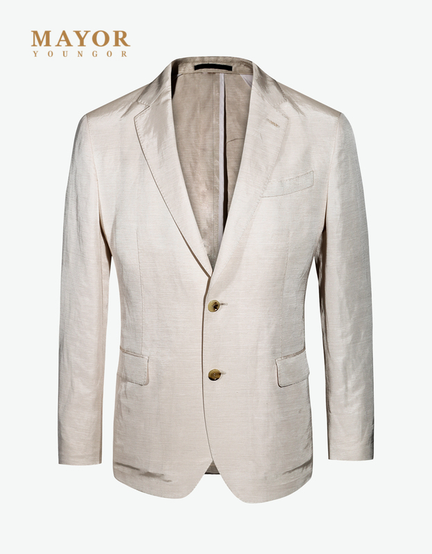 MAYOR男装 经典商务男士西服职业正装单排扣时尚休闲西装男 米色 常规 170A 170/92A