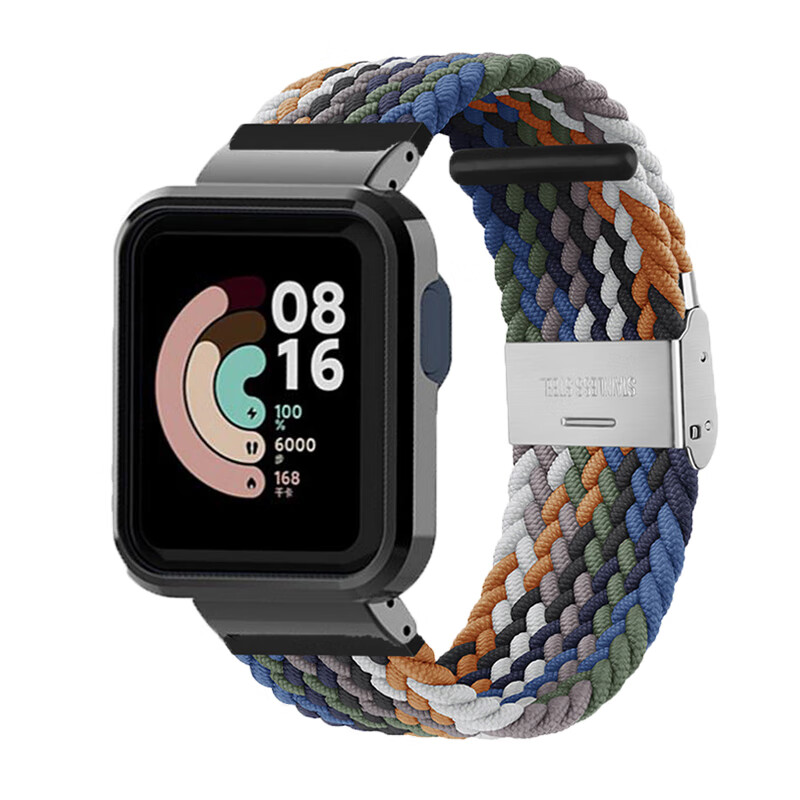 适用红米手表表带redmiwatch3尼龙编织金属卡扣腕带一体壳小米watch