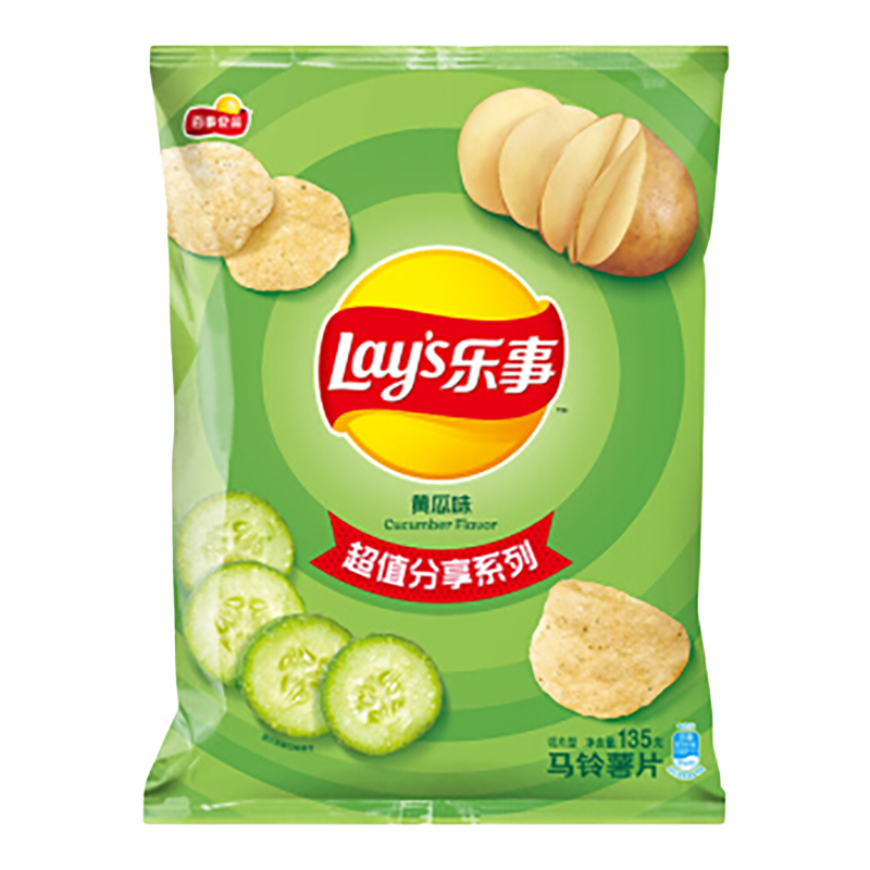 Lay's 乐事 薯片休闲零食膨化食品 135克经典原味零食 多种混合口味 黄瓜味