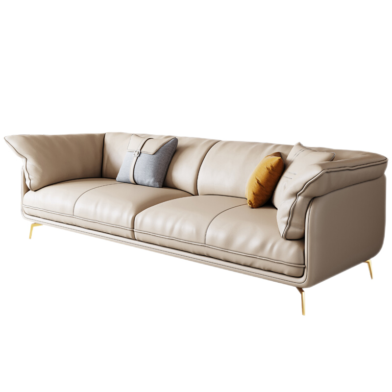 初岛 意式轻奢真皮沙发小户型现代简约羽绒头层牛皮美式客厅组合 单人位 国产头层牛皮