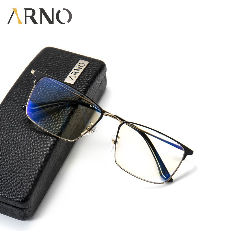 ARNO老花镜男钛架高清防蓝光超轻老人高档品牌正品高级老光花眼镜A1044 黑色 300度