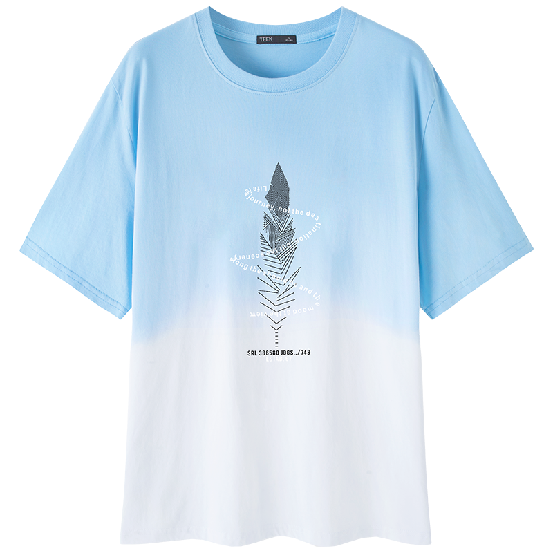 TEEK夏季短袖t恤男士上衣 青少年夏装新款重磅纯棉体恤衫男生打底衣服 【透气干爽】JAS1A蓝白 2XL