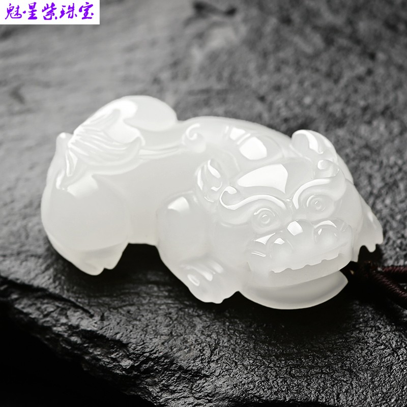 新疆和田玉羊脂玉貔貅吊坠男女款皮丘玉石挂件玉坠玉佩 手工雕刻(出具