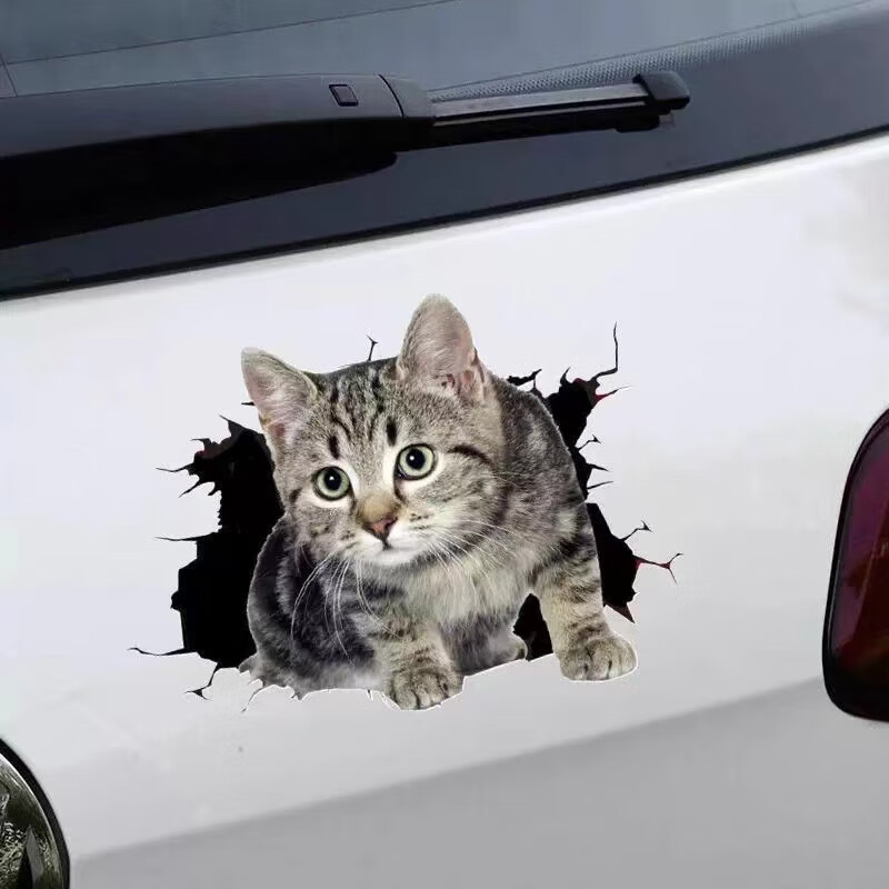 FGHGF创意个性3D立体小猫汽车贴纸 可爱搞怪猫咪遮挡车身车尾划痕刮痕 猫咪贴纸1个装