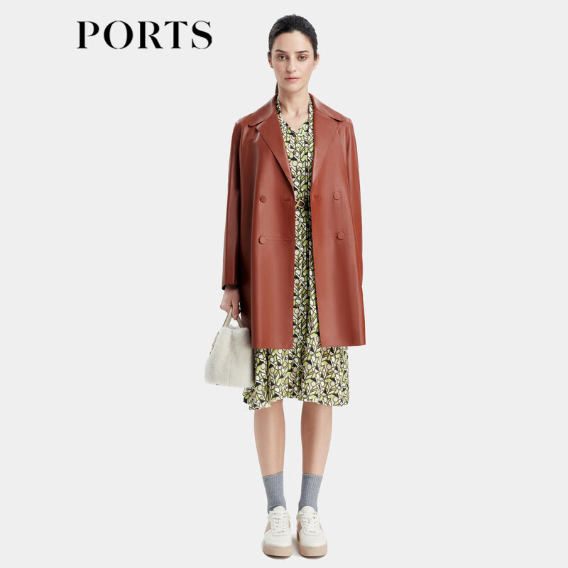 PORTS宝姿商场同款秋季新款女装轻奢高级感中长款皮衣女LD9U078QZS014 琥珀棕 M高性价比高么？