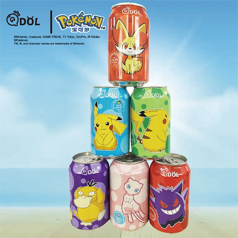 食芳溢新版qdol宝可梦联名皮卡丘气泡水碳酸饮料 330*6罐 高颜值 6罐