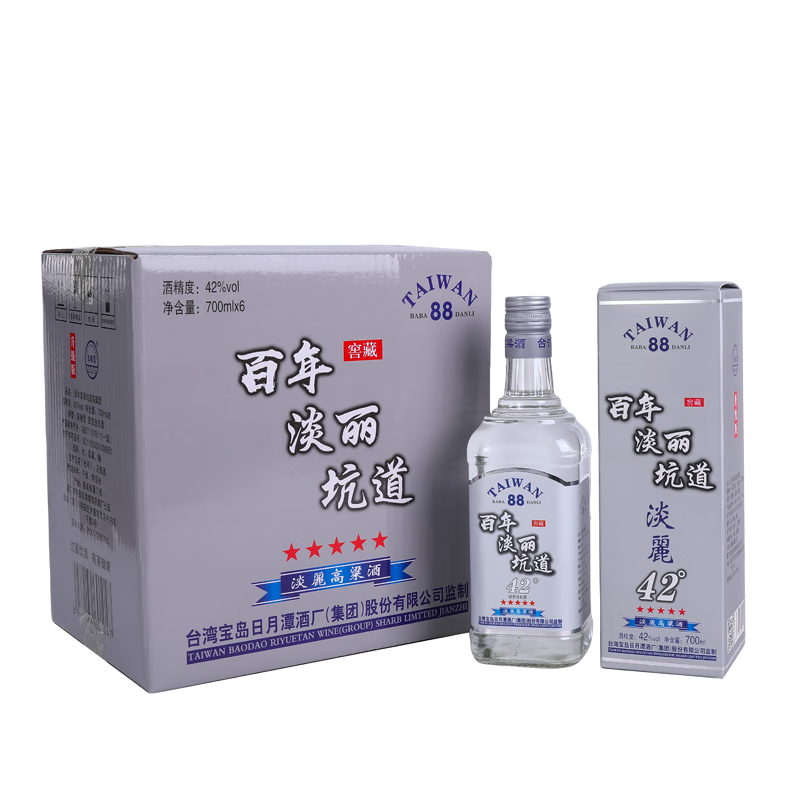 五缘湾 台湾高粱酒淡丽坑道 浓香型白酒 42度700ml*6盒整箱 低度纯粮酒