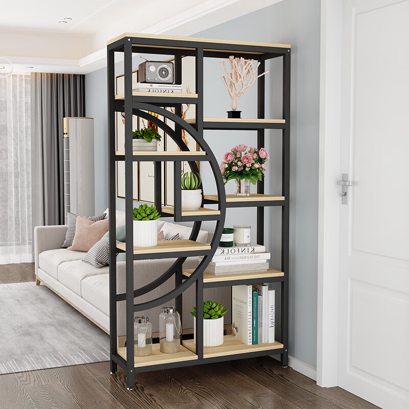 大嘴哥 客厅隔断置物架办公室玄关屏风铁艺多层落地架花架隔断柜展示