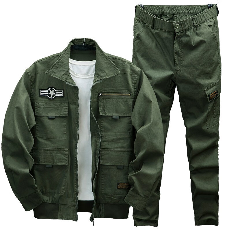 男劳保耐脏耐磨工服弹力女迷彩套装汽修工地工厂 橄榄绿【585套装】