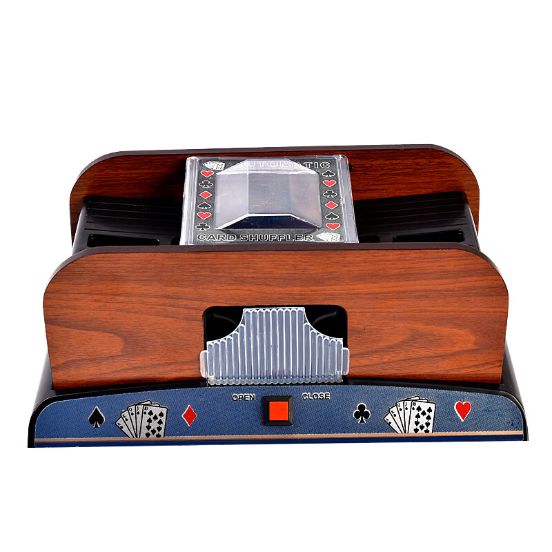 速易邦(suyibang)洗牌器德州扑克木制二副装电动洗牌迷你纸牌多人斗