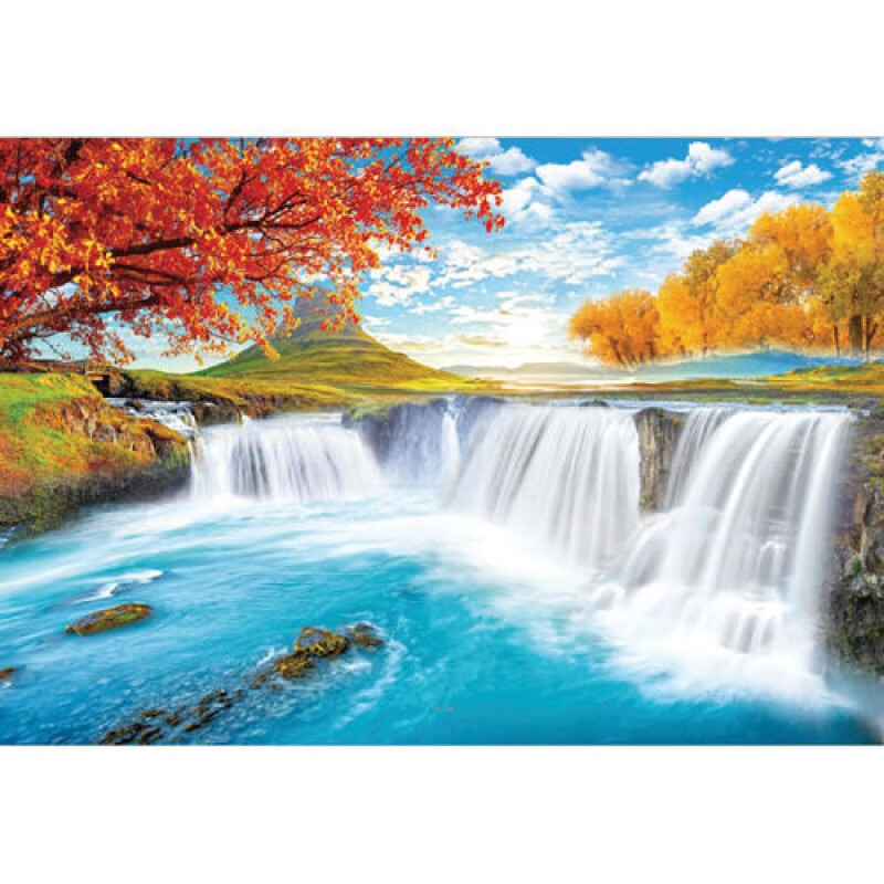 【精选】风景画海报遍地黄金客厅金秋天枫树林沙发背景墙贴画靓派