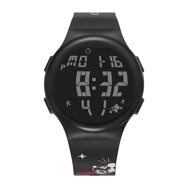 disney/迪士尼 新潮时尚圆盘闹钟夜光防水学生电子表 黑色