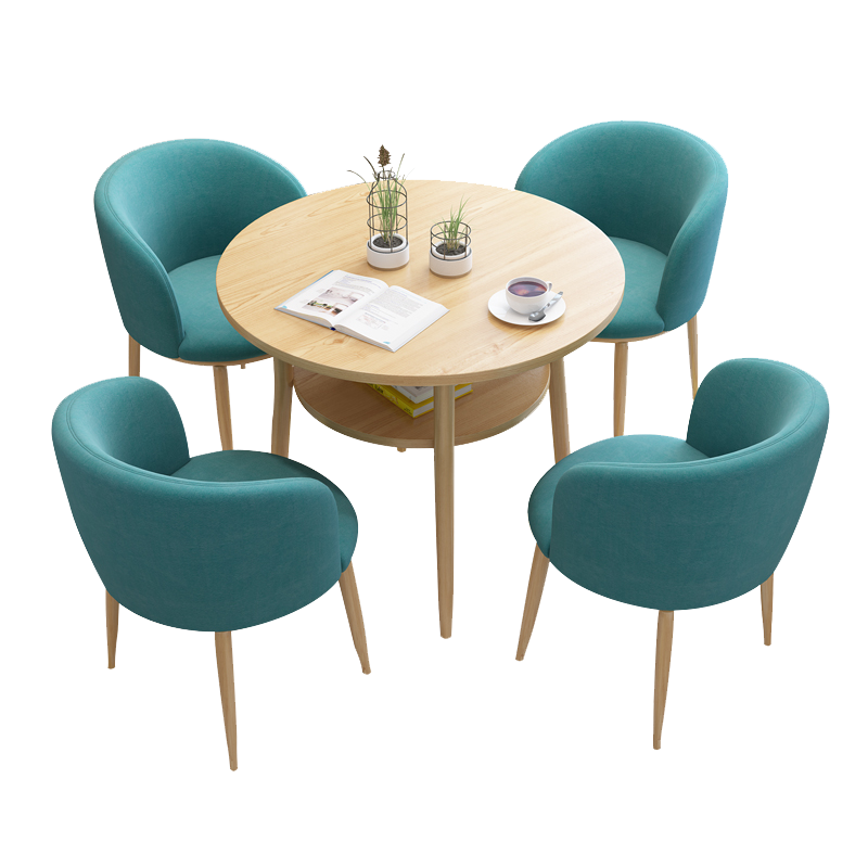 圣黎洽谈桌椅组合圆形会议桌接待桌现代简约休闲桌椅 一桌四椅