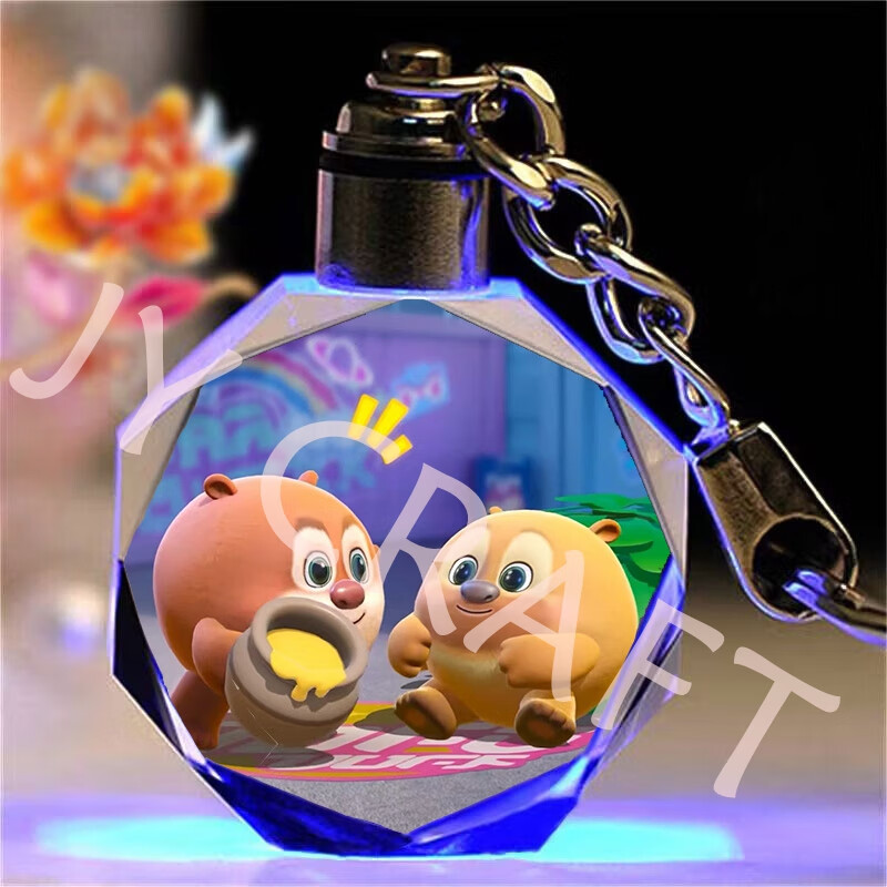 龙战于野周边水晶钥匙扣书包挂件挂饰玩具礼物 熊大熊二偷吃蜂蜜