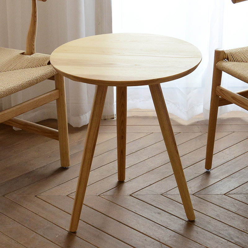 致泽北欧白蜡木小圆桌 现代简约小户型客厅边几/角几  原木创意咖啡桌