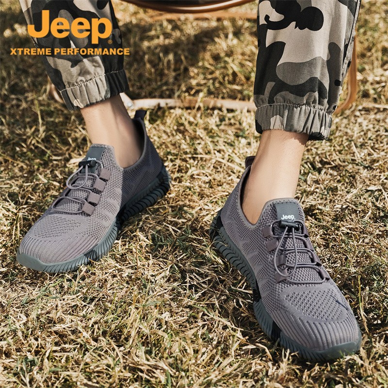 Jeep吉普休闲鞋男鞋春夏季镂空透气网面鞋情侣跑步运动户外鞋QC 灰色 （男款） 41