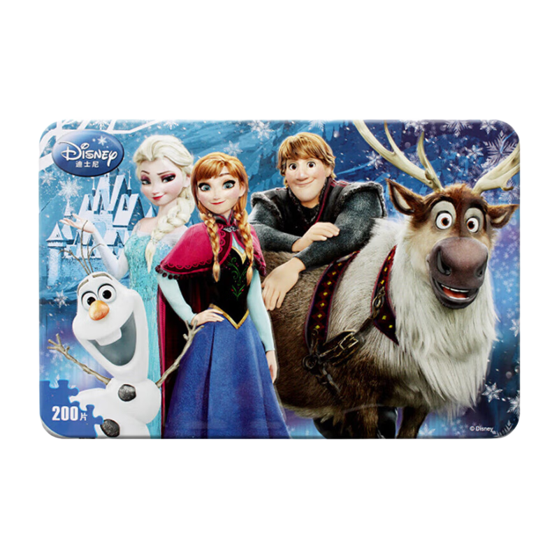 古部爱莎公主超级飞侠米奇200片木质铁盒儿童拼图6岁以上益智玩具礼物 200片-冰雪奇缘