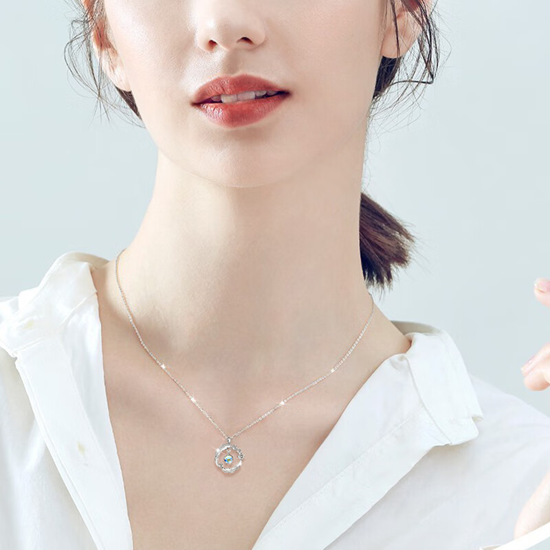缔晶浅羽银项链女高级感轻奢2025新款吊坠生日礼物送女朋友锁骨链首饰 【浅羽项链】玫瑰礼盒-D1227