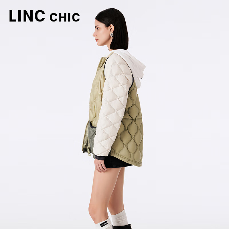金羽杰秋季新款轻薄羽绒服女短款连帽直筒休闲反季羽绒衫女士Y23802179 秋叶绿 XS 适合120斤以下